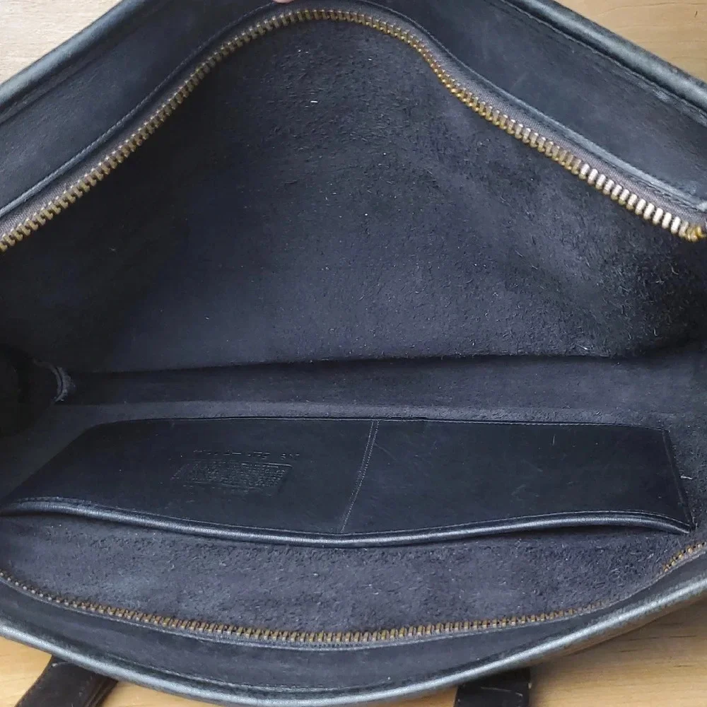 Vntg Coach Black Leather Briefcase. Made in USA.